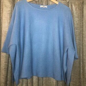 Fate Blue Shaker Knit Oversized Poncho Elbow Length Sweater Size Small